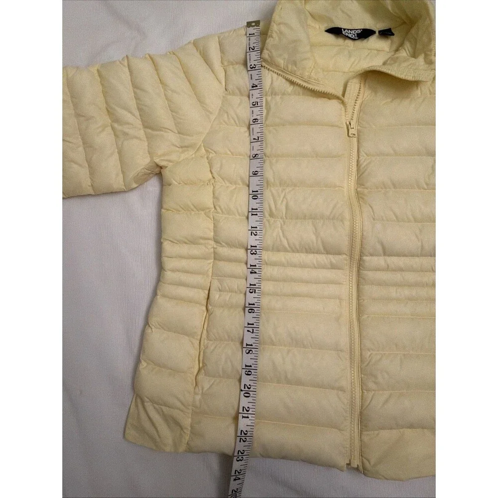 Lands End Medium Kids 10-12 Lightweight Puffer Jacket‎ Yellow